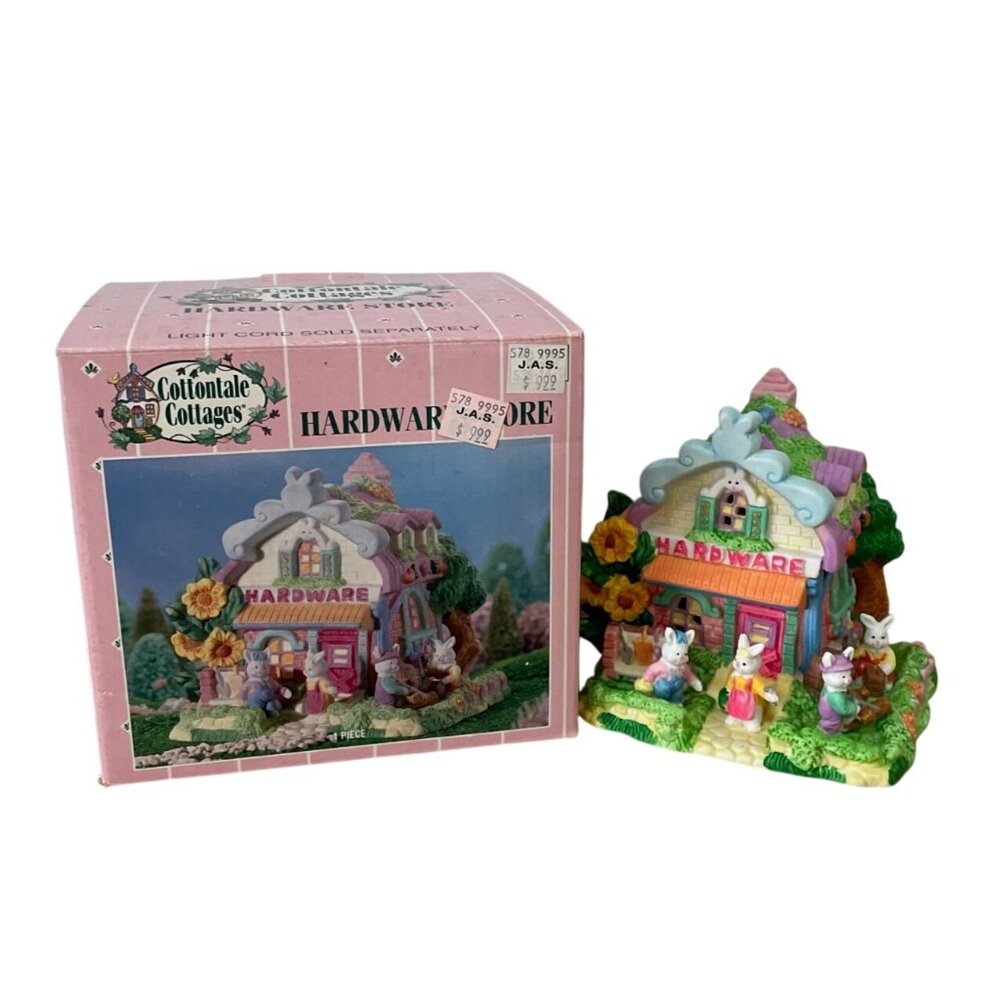 Vtg Cottontale Cottages Hardware Store Easter Bunny Village House Joann Fabrics